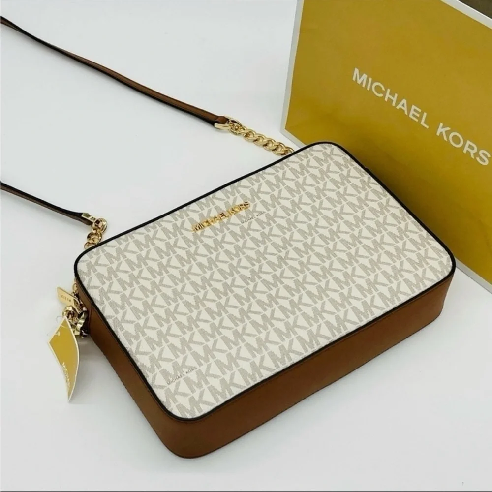 Michael Kors Large EW Crossbody Bag Vanilla/Brown